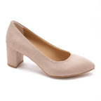 Suede Block Heel Pumps