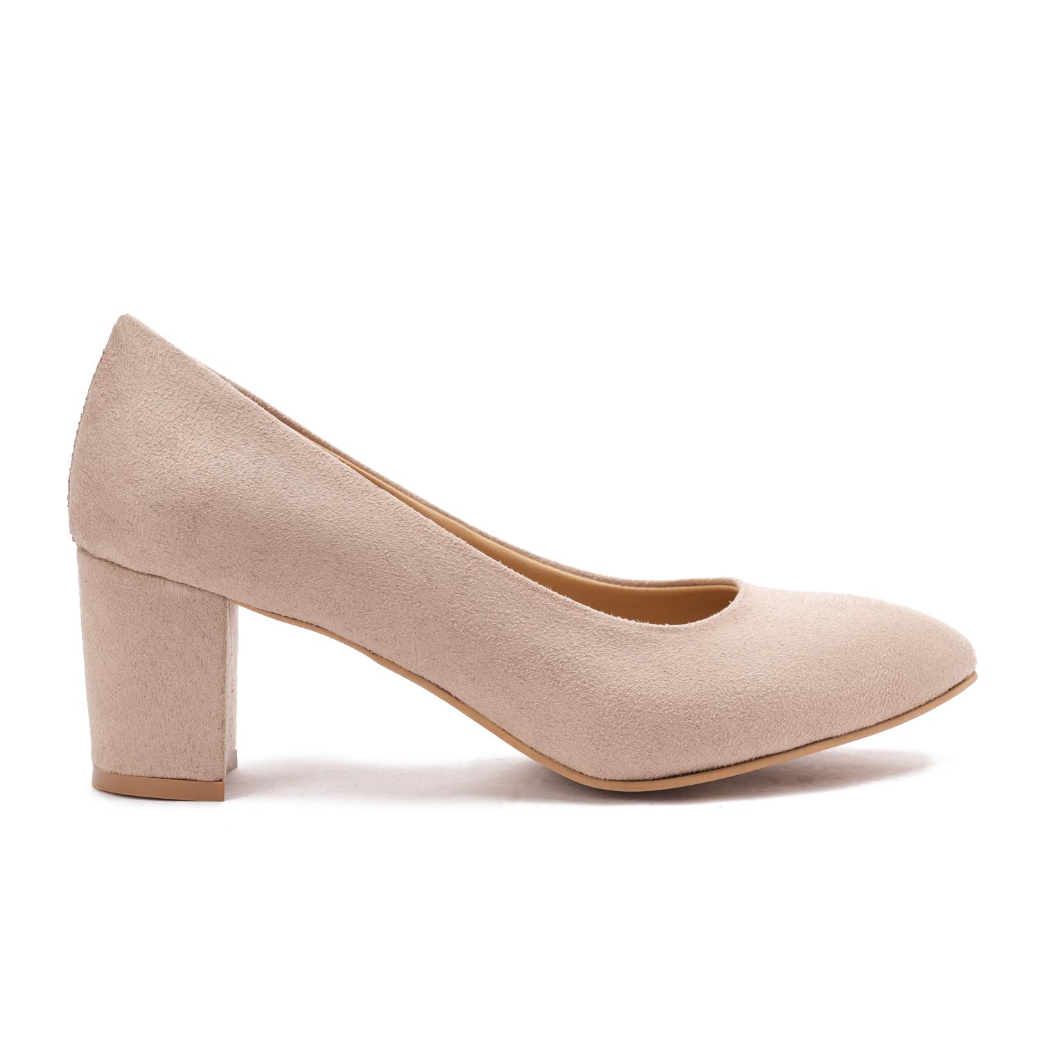 Suede Block Heel Pumps