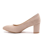 Suede Block Heel Pumps