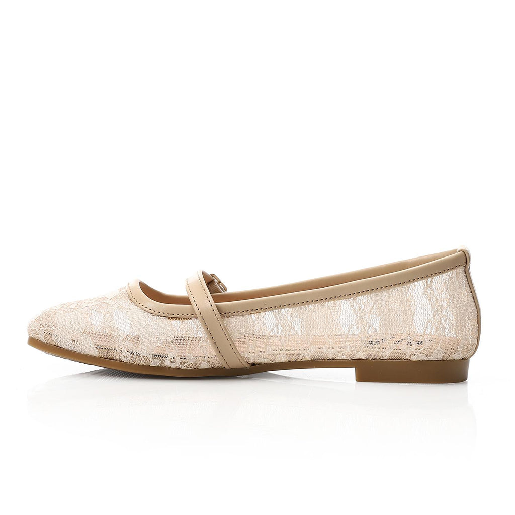 Lace Ballet Flats with Bow 1396
