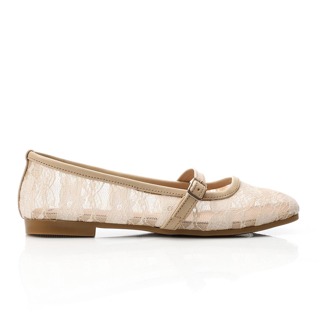 Lace Ballet Flats with Bow 1396