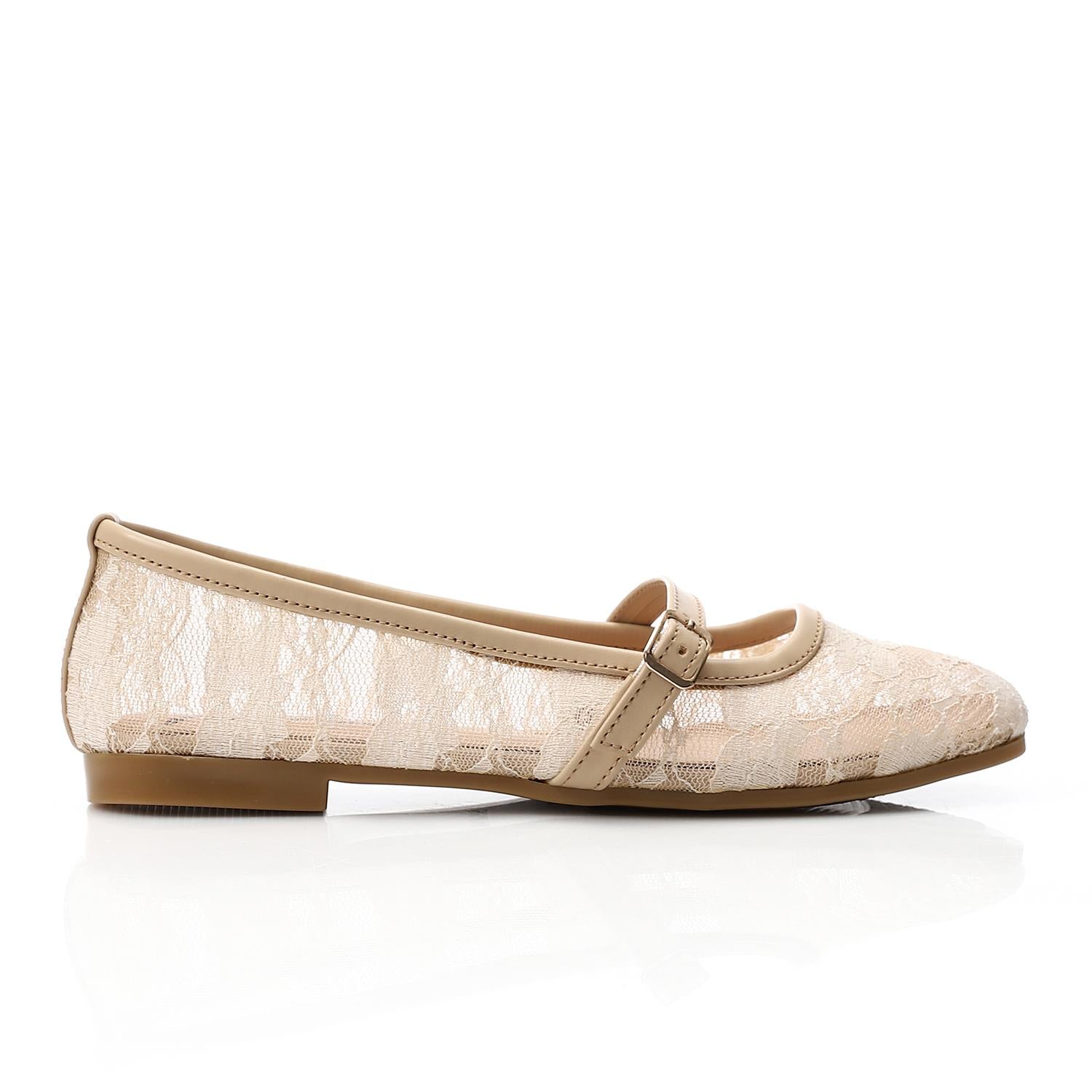 Lace Ballet Flats with Bow 1396